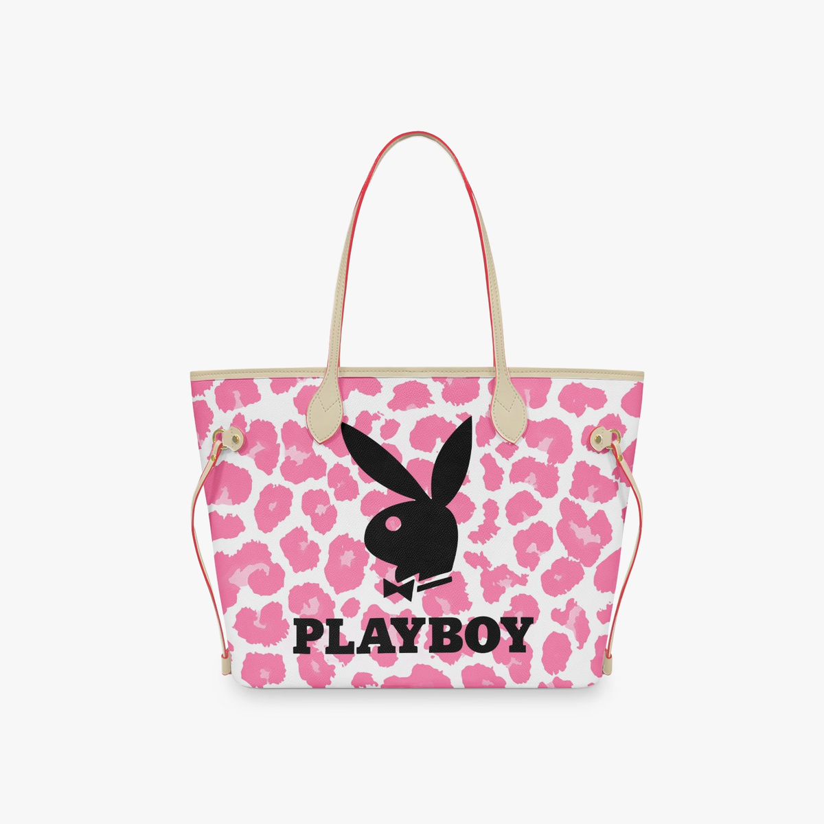 Pink Pb white cheetah Large Tote Bag
