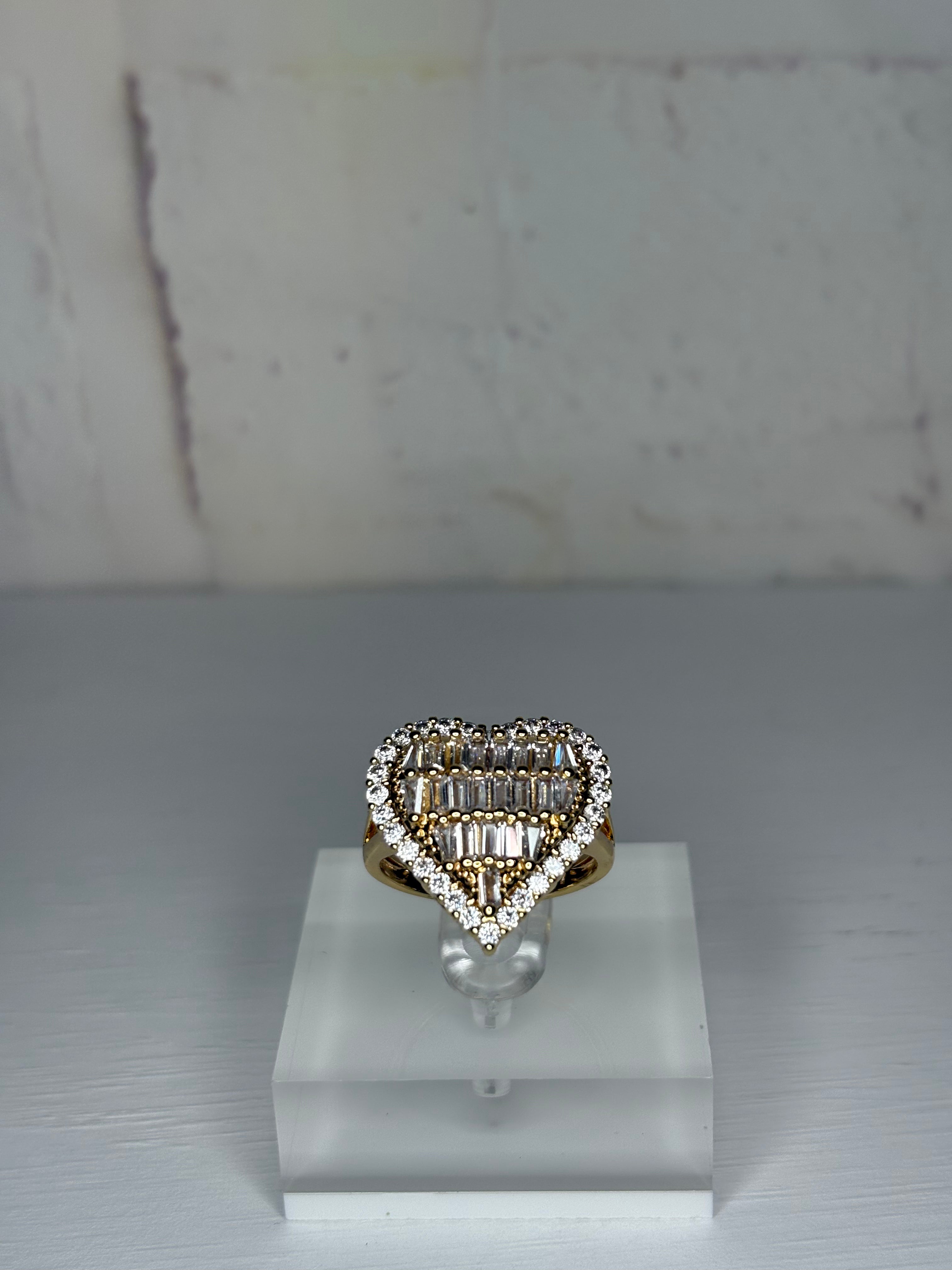 Crystal Diamond Heart ring