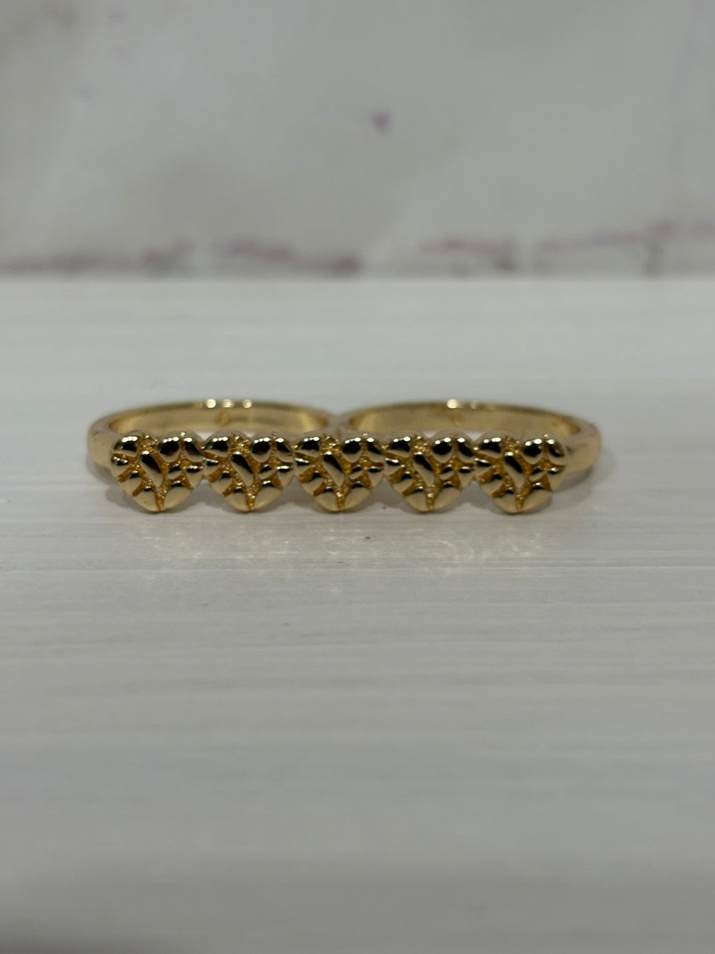 Nugget Heart Double Finger Ring