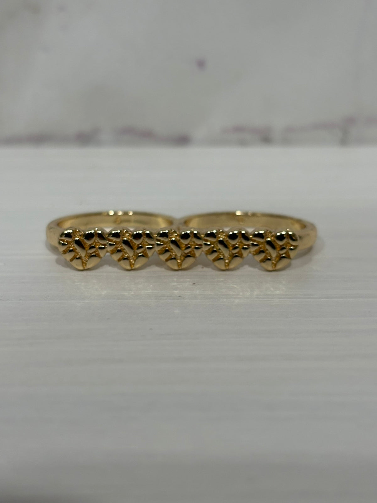 Nugget Heart Double Finger Ring