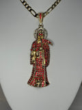 Santa Muerte Red & GOLD Necklace