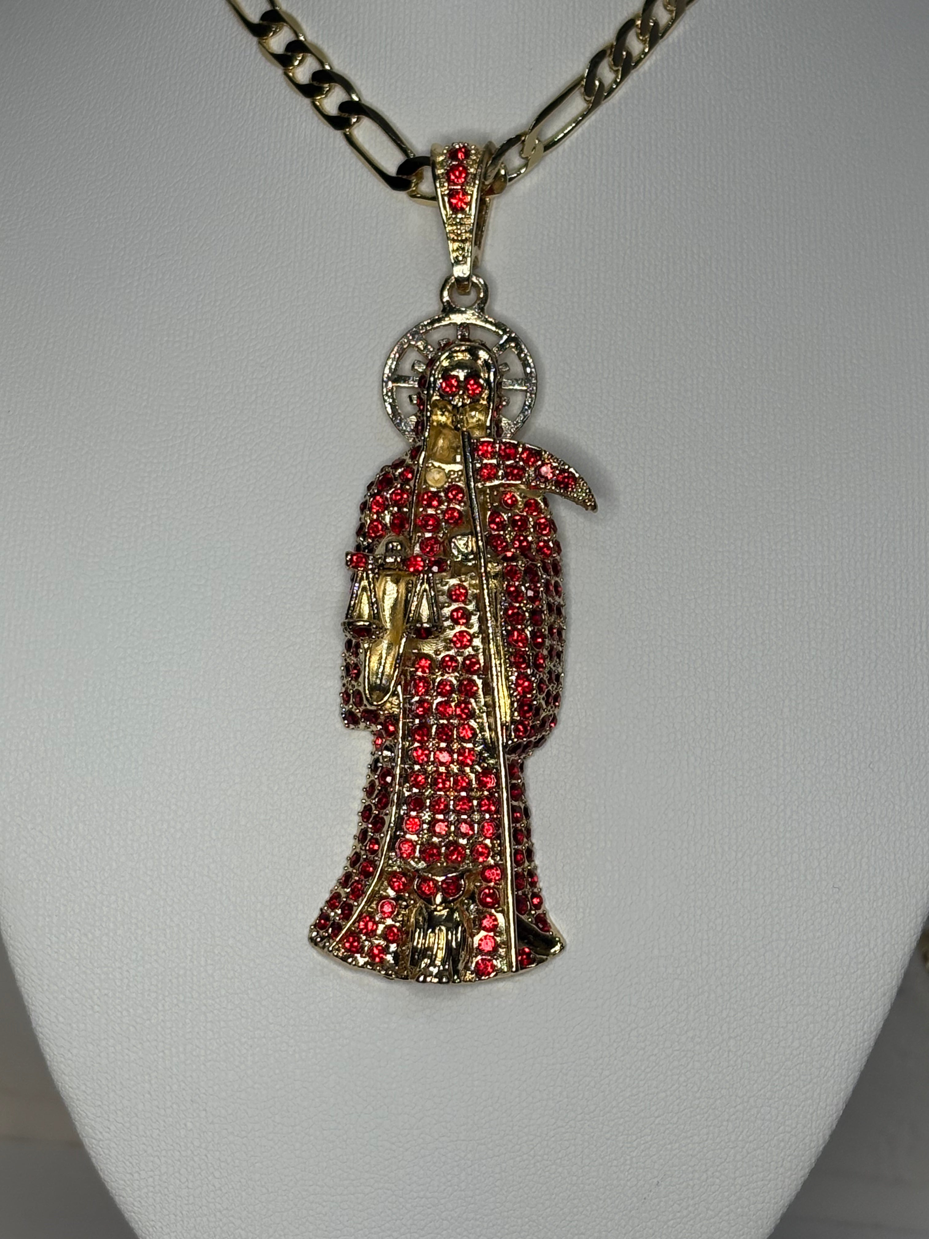 Santa Muerte Red & GOLD Necklace