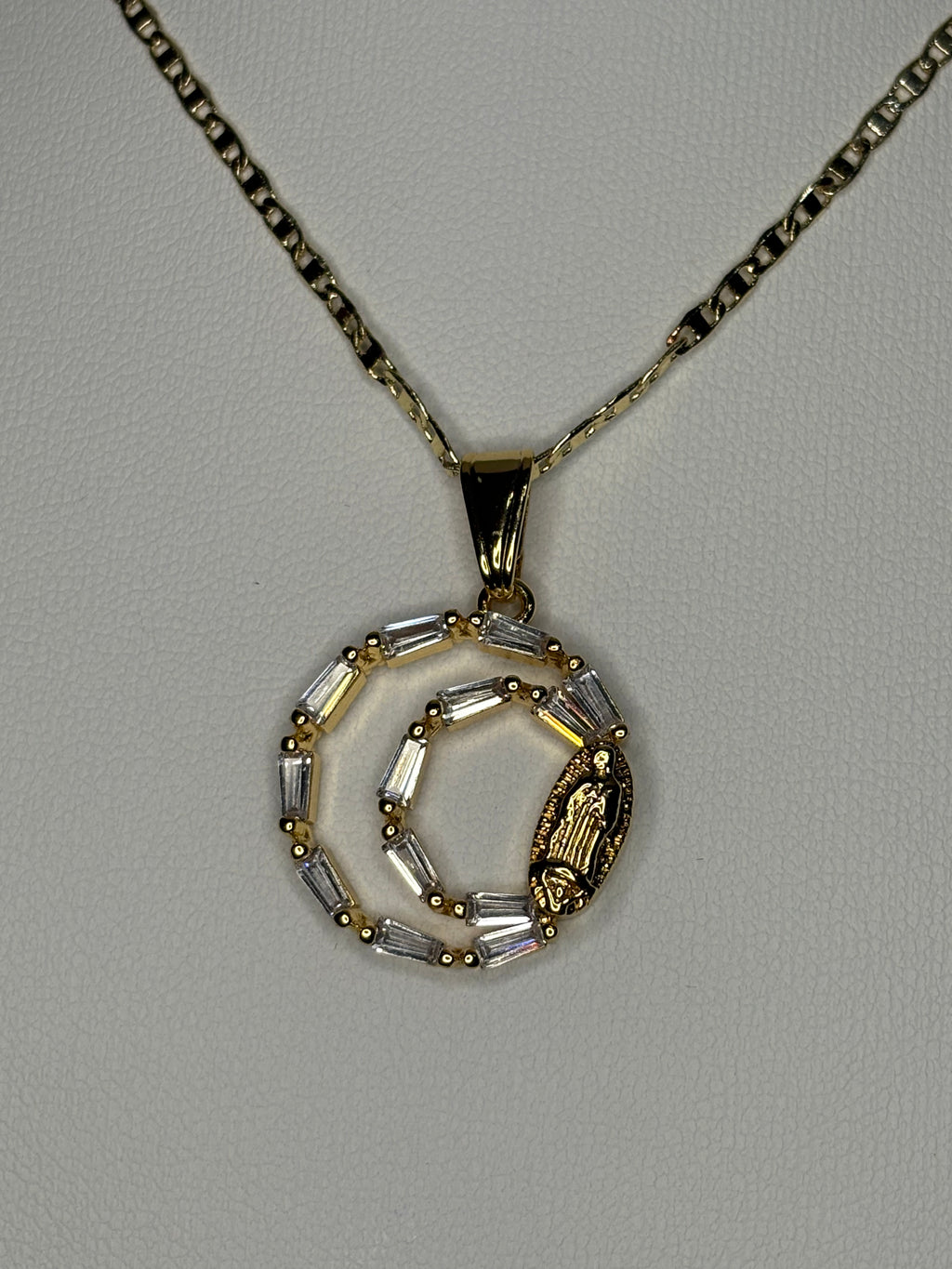 Double Circle Virgen de Guadalupe Necklace