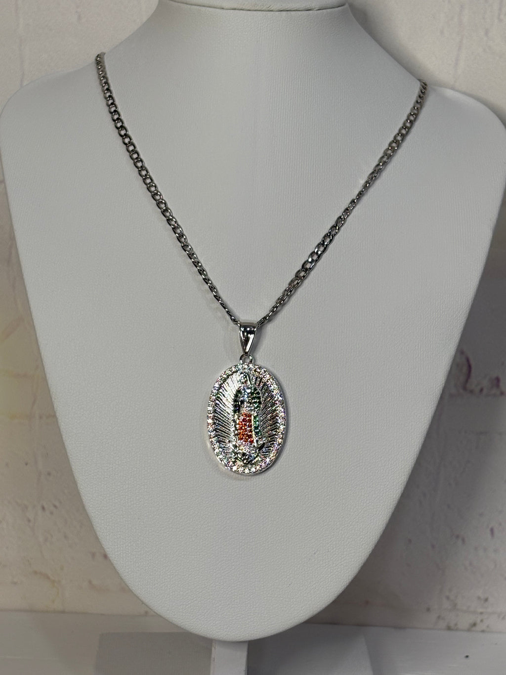 Silver Virgen de Guadalupe Necklace
