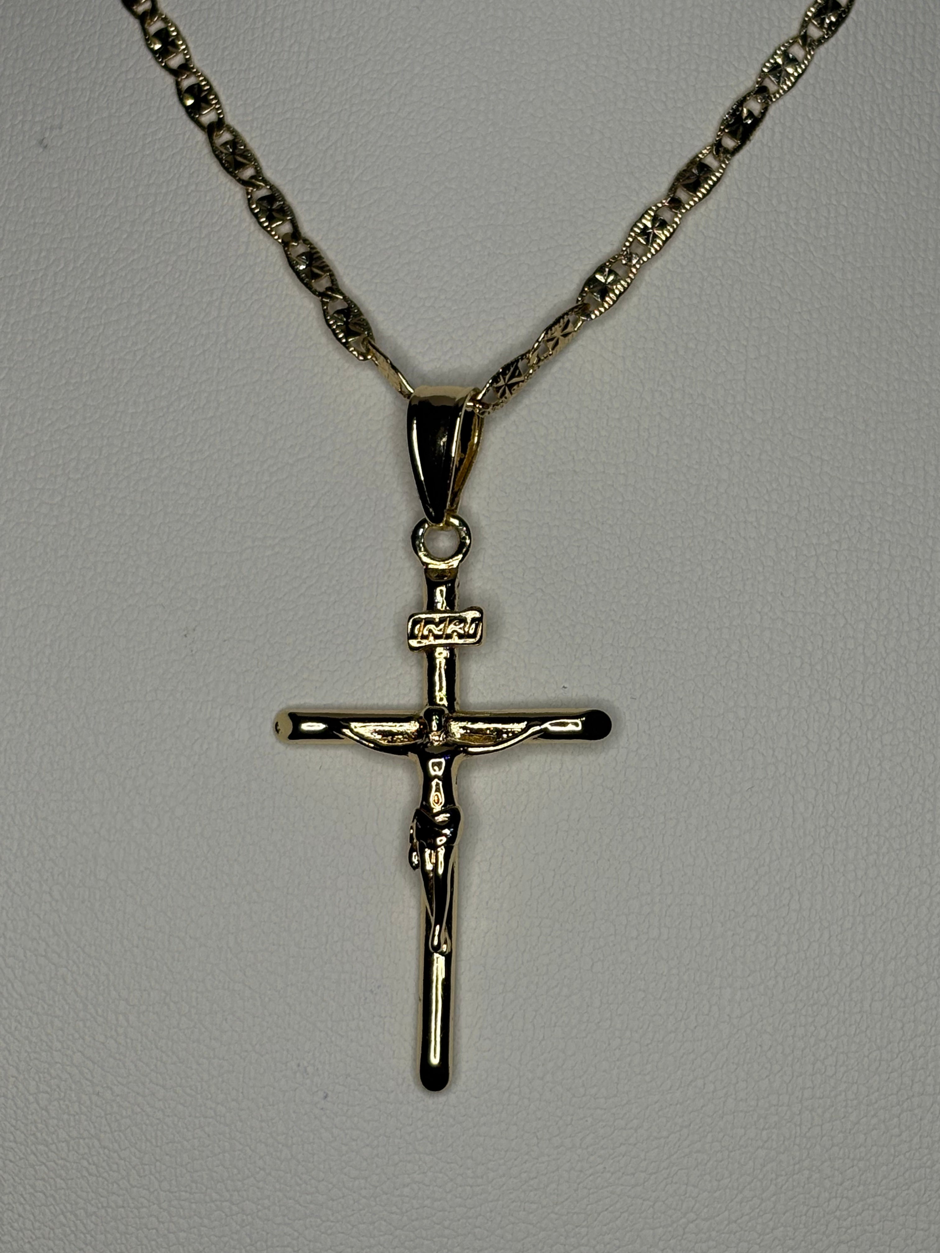 Simple Gold Gross Necklace