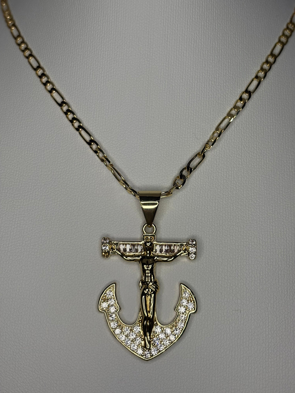 Diamond Anchor Cross Necklace