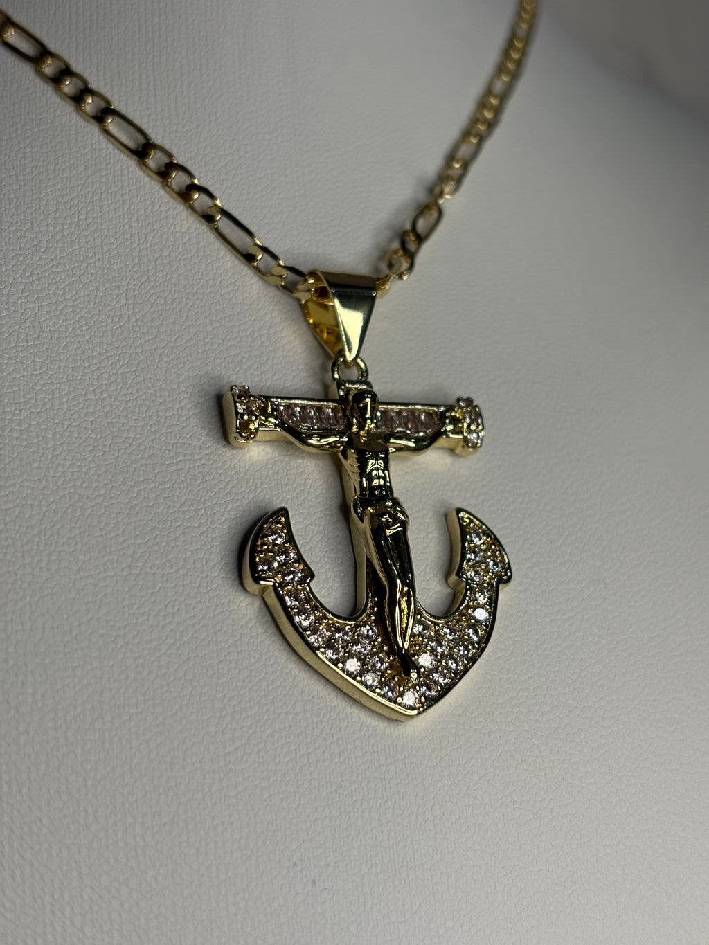 Diamond Anchor Cross Necklace