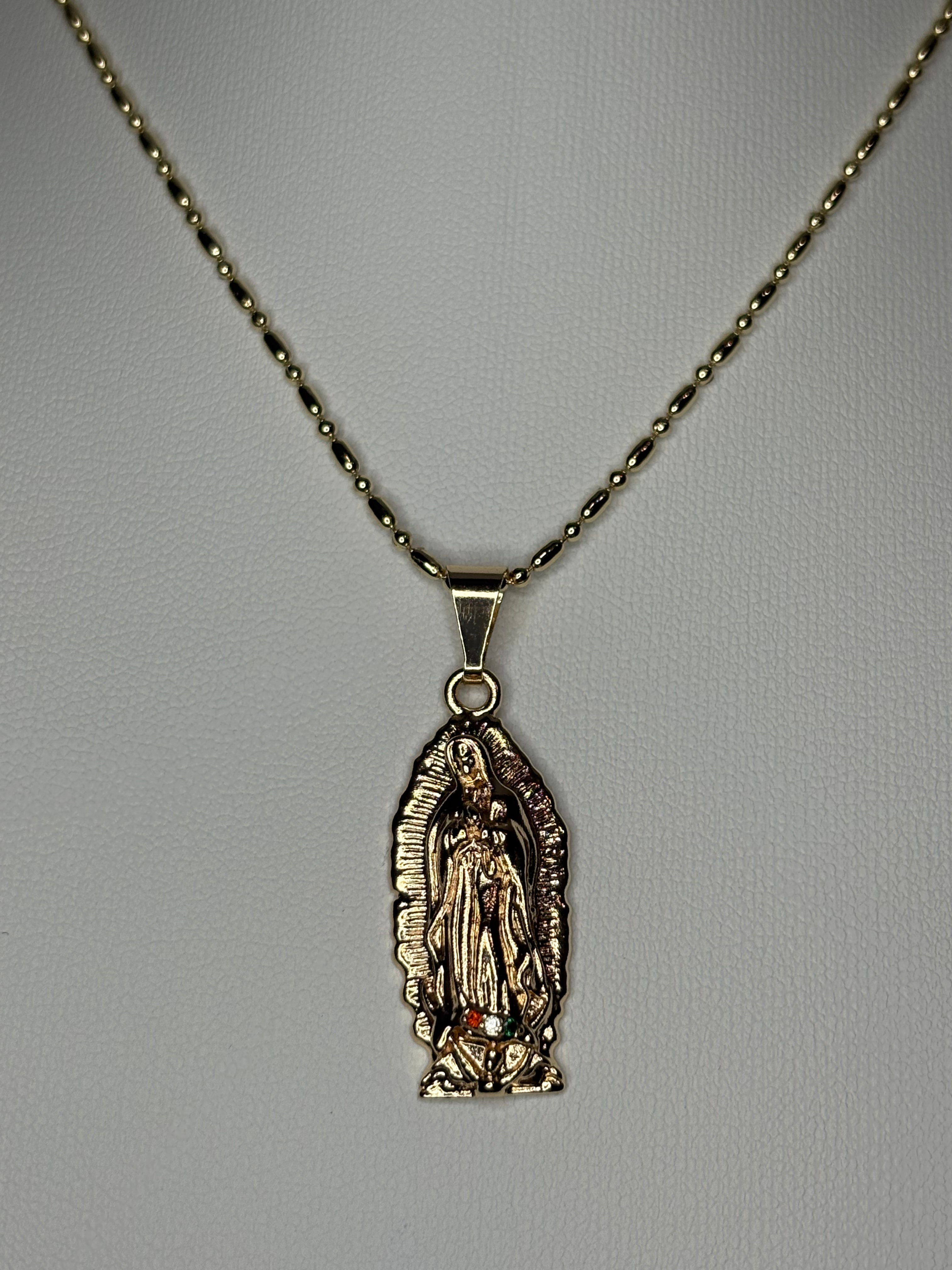Virgen de Guadalupe 3 Gem Necklace