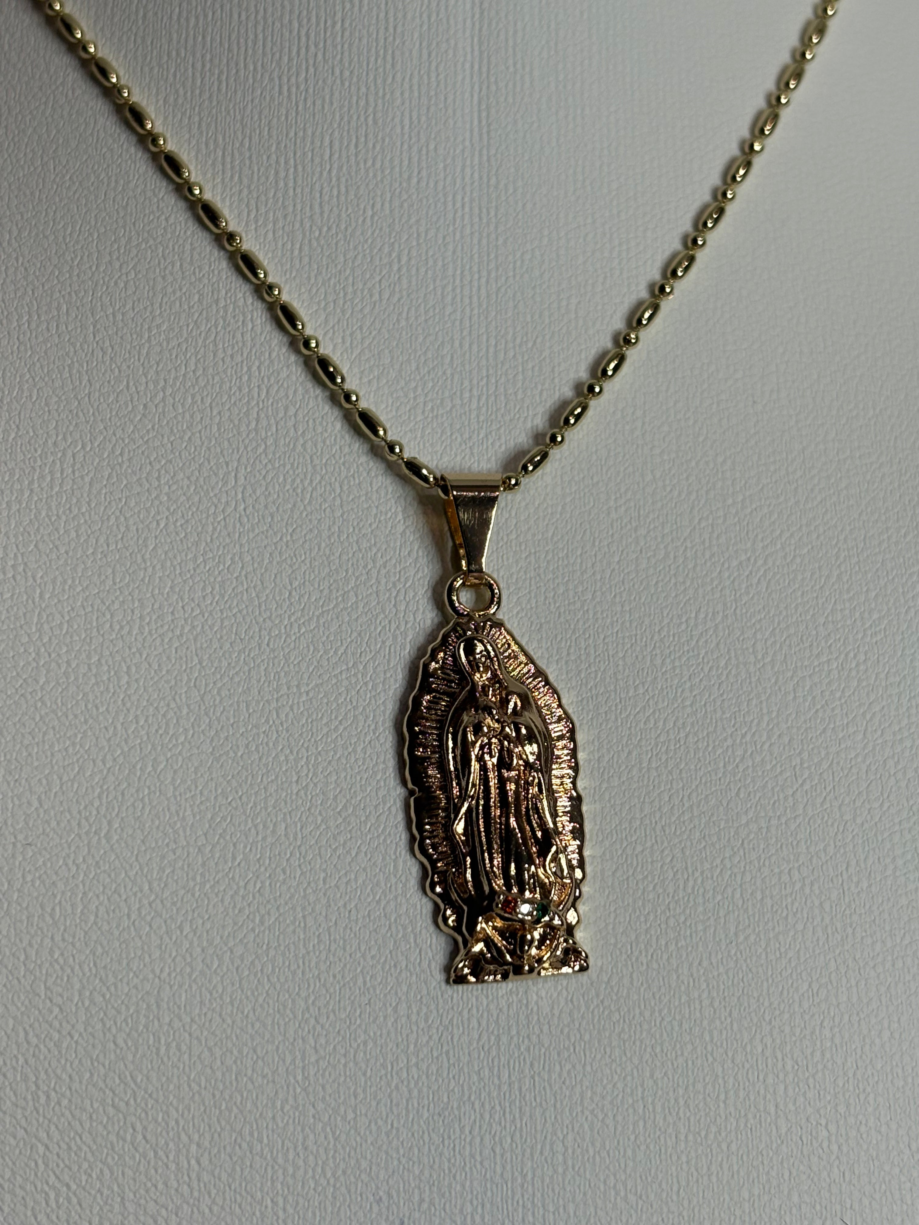 Virgen de Guadalupe 3 Gem Necklace