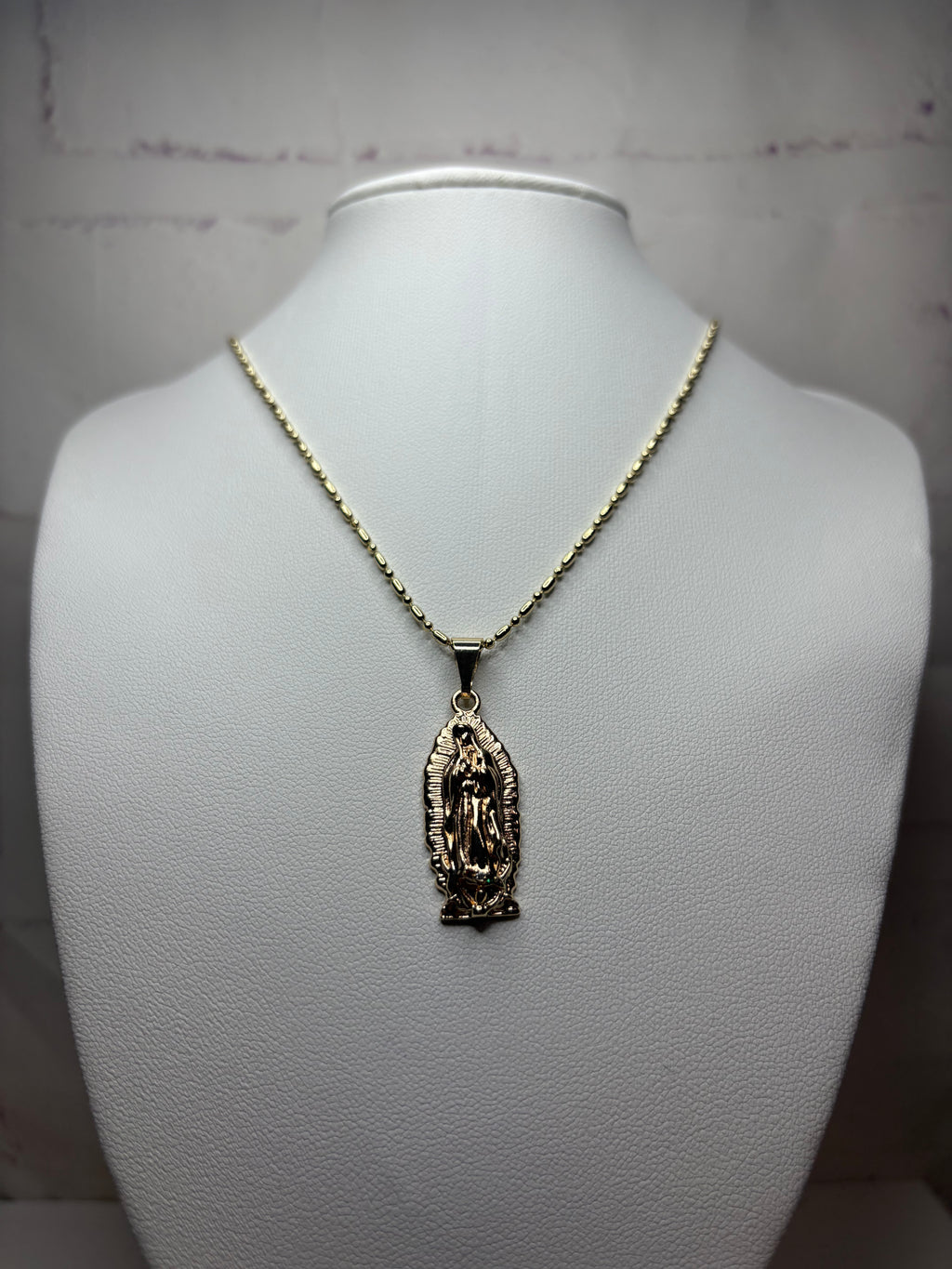 Virgen de Guadalupe 3 Gem Necklace