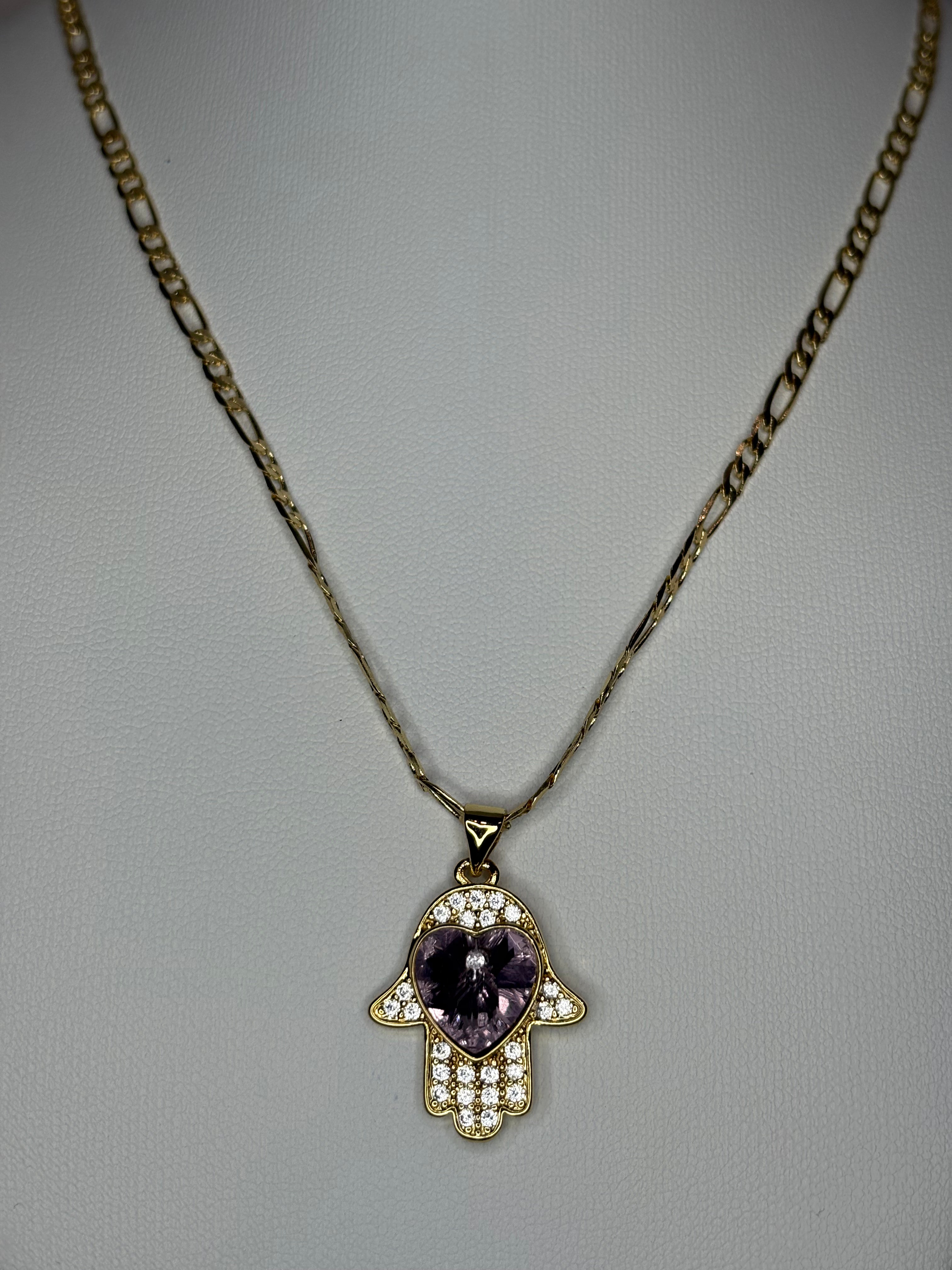 Amethyst Guardian Hand Necklace