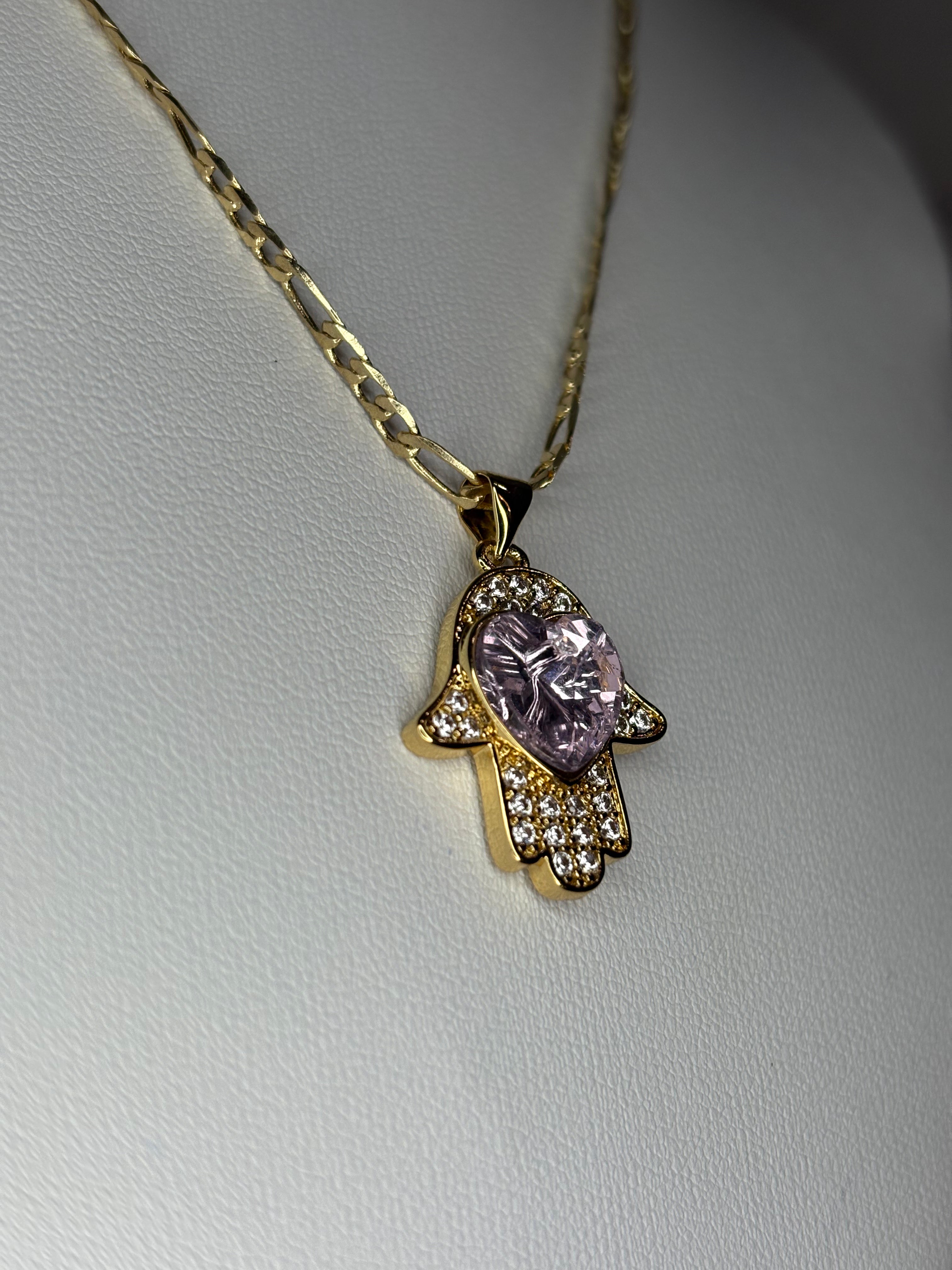 Amethyst Guardian Hand Necklace