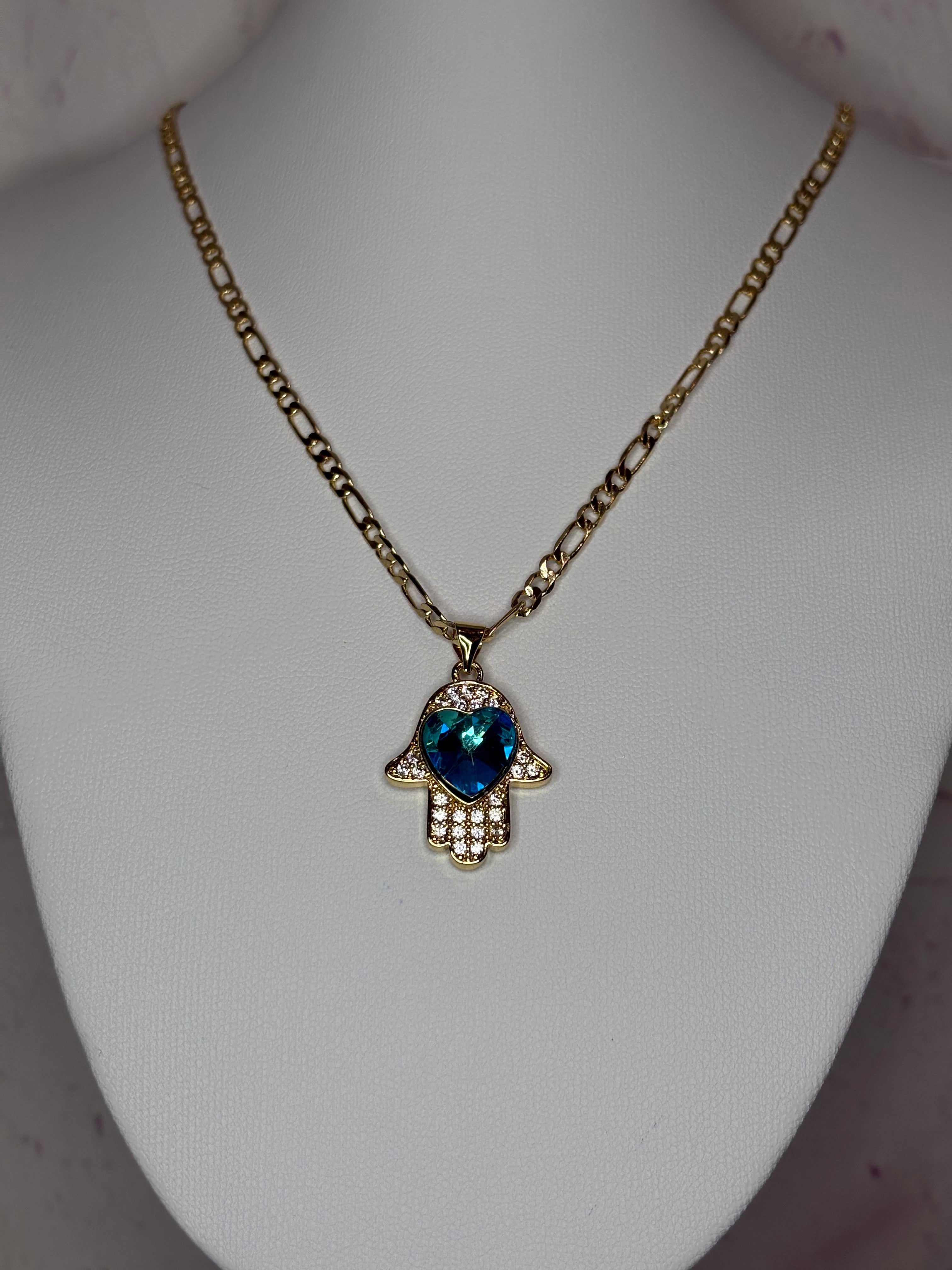 Sapphire Guardian Hand Necklace