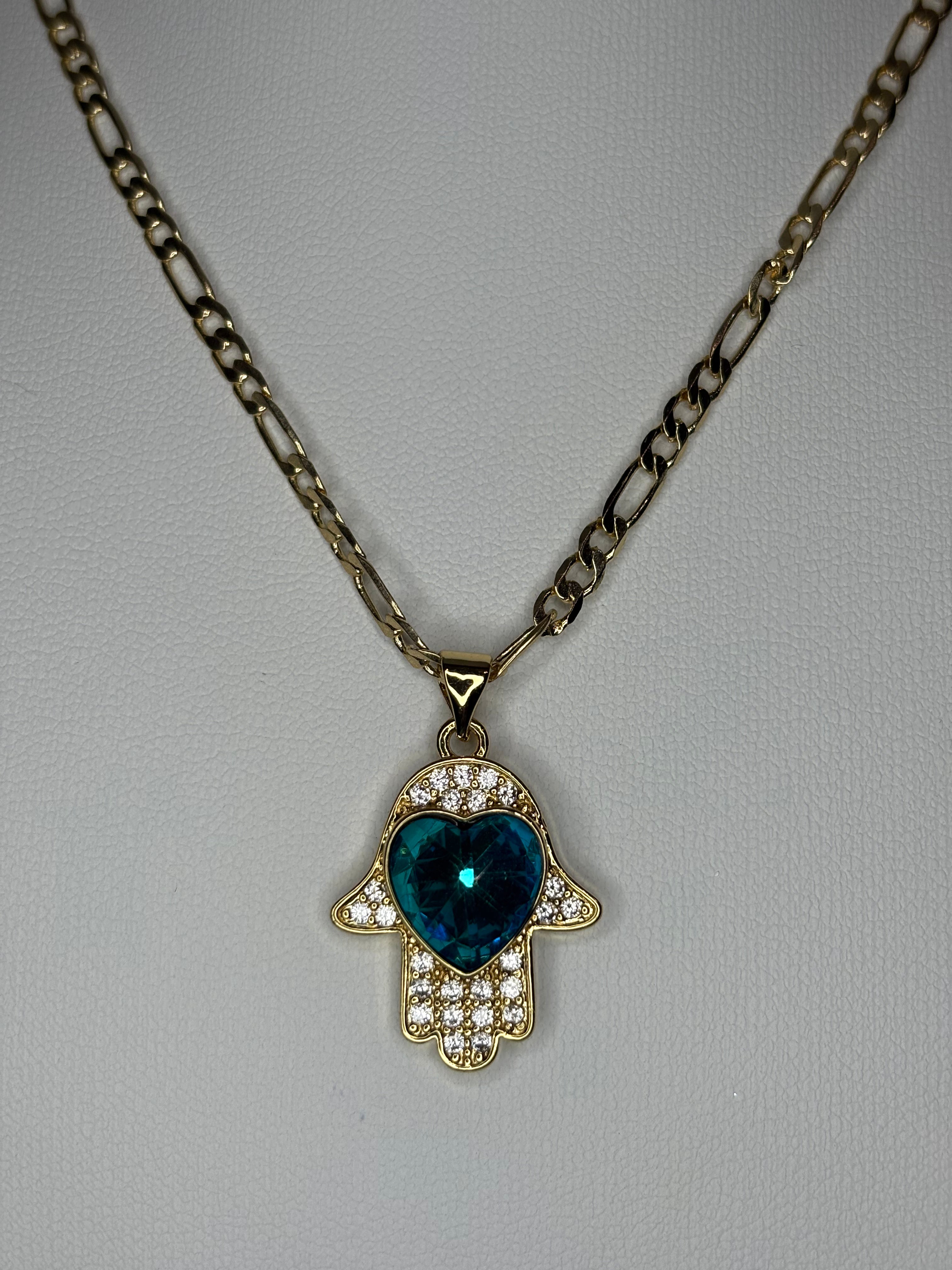 Sapphire Guardian Hand Necklace