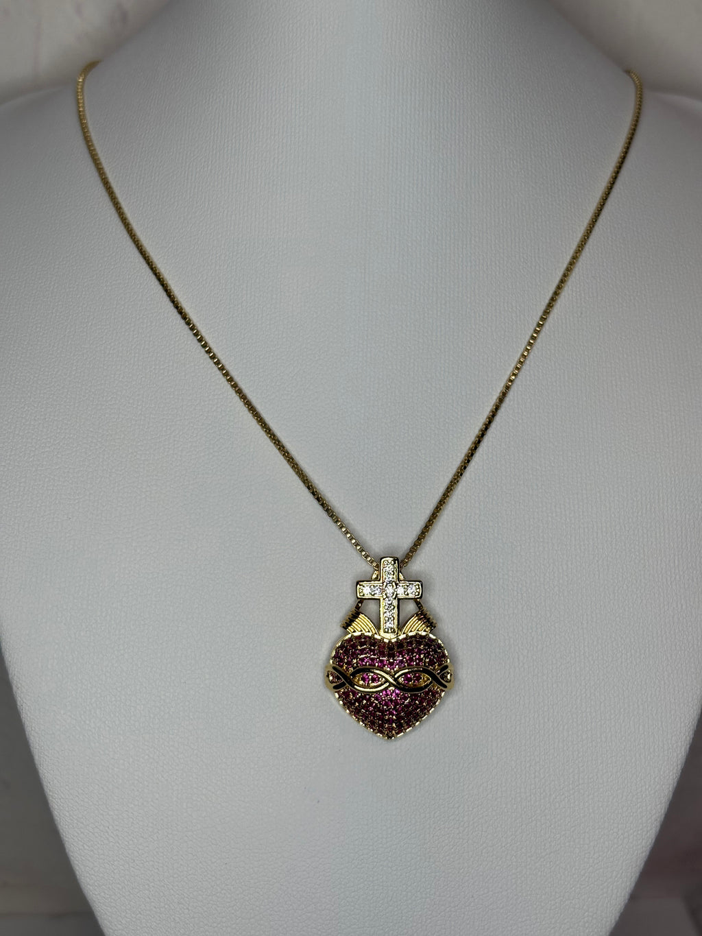 Sacred Heart Cross Necklace