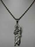 Iced out silver San Judas