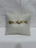 Heart Nugget Figaro Style Bracelet