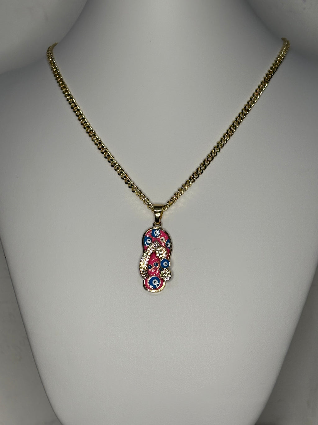 Pink Evil Eye Sandal necklace