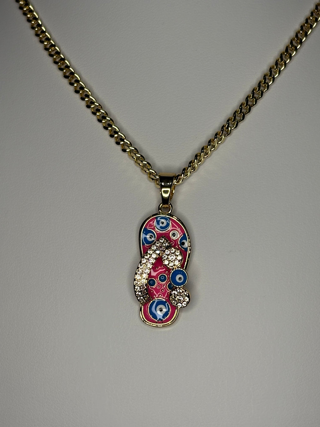 Pink Evil Eye Sandal necklace
