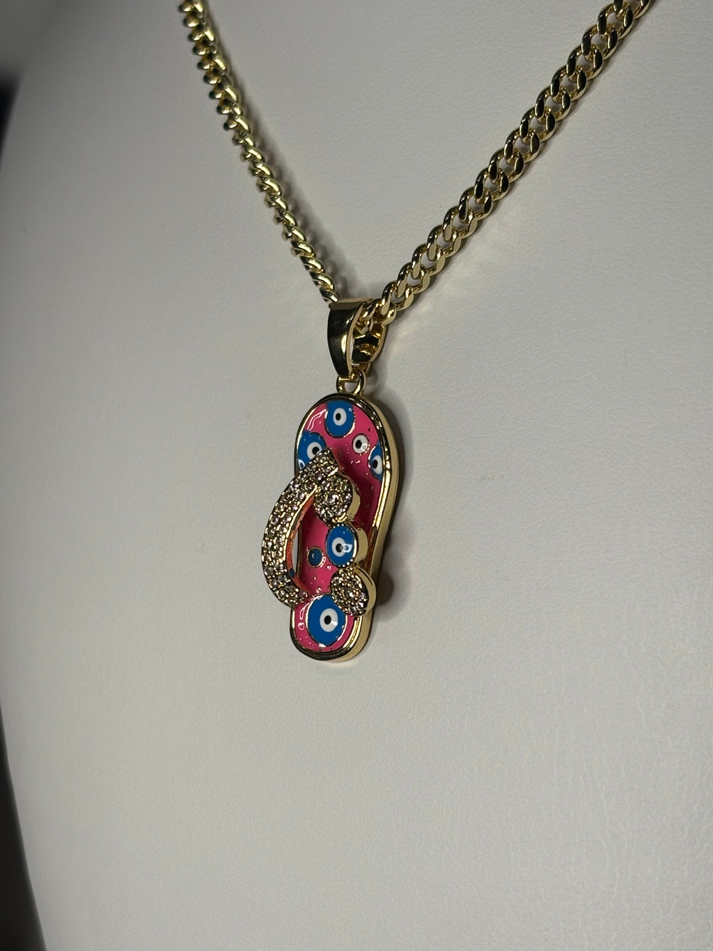 Pink Evil Eye Sandal necklace