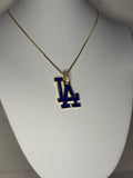 Blue LA initial necklace