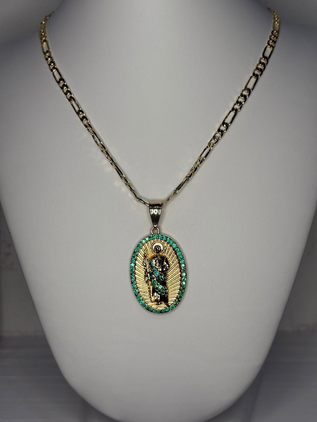 San Judas Gold Green Necklace