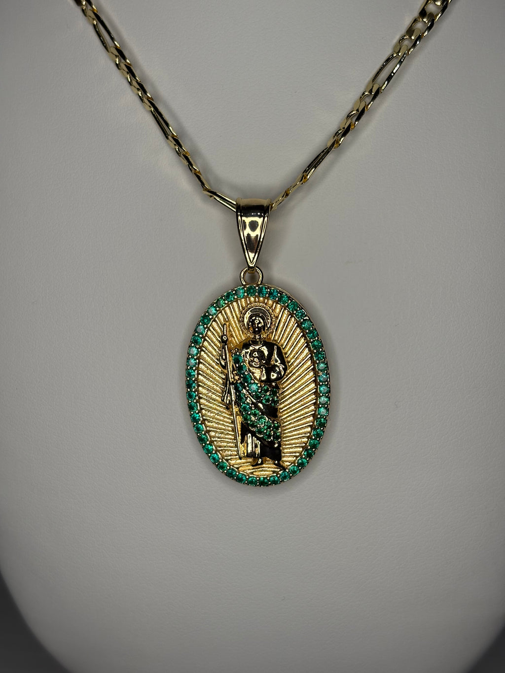 San Judas Gold Green Necklace