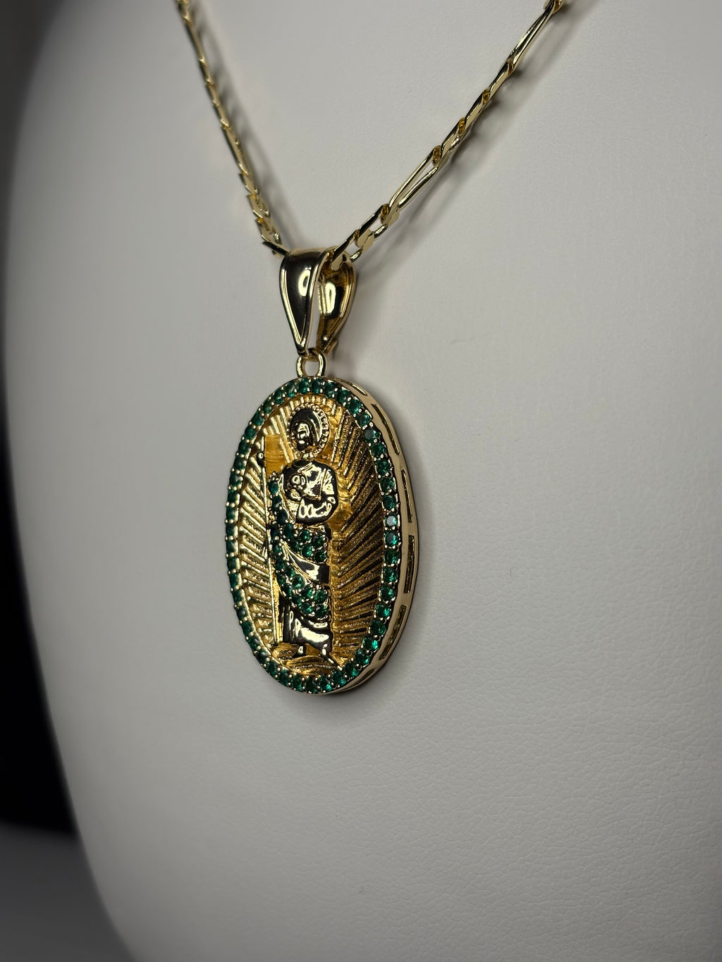 San Judas Gold Green Necklace