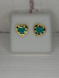 Mini Turquoise Heart Studs T&C