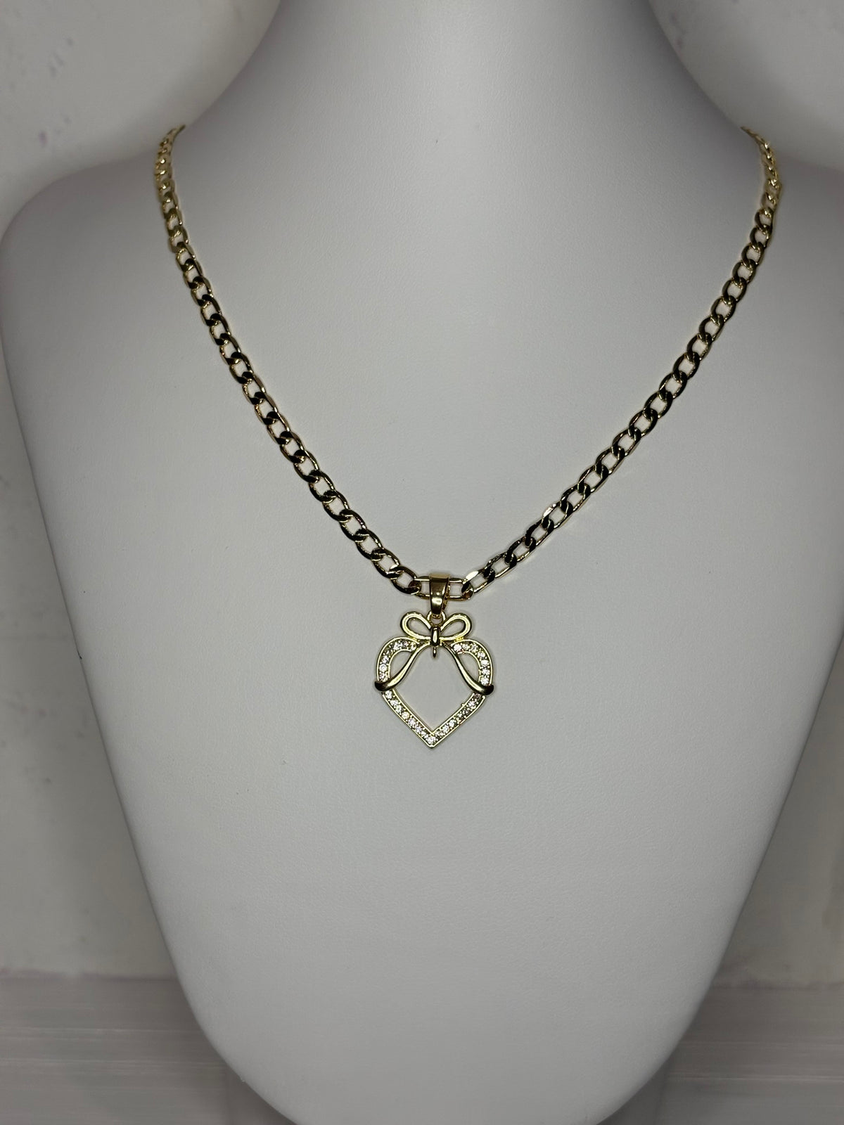 Dainty Bow Heart Necklace