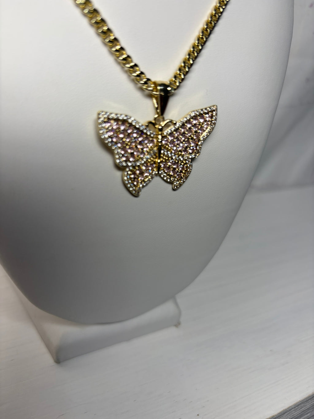 Blush Crystal Butterfly Necklace
