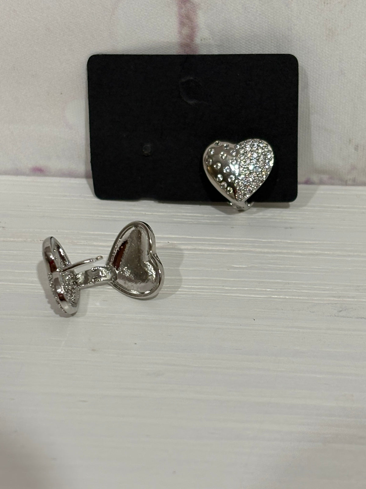Silver Heart Clip Earrings