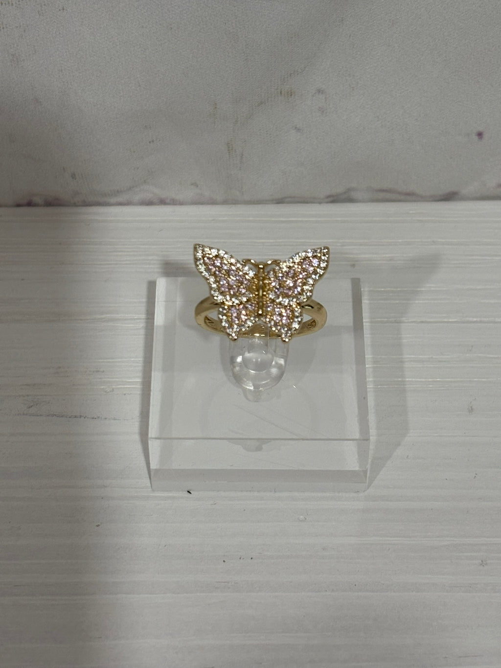 Blush Crystal Butterfly Ring