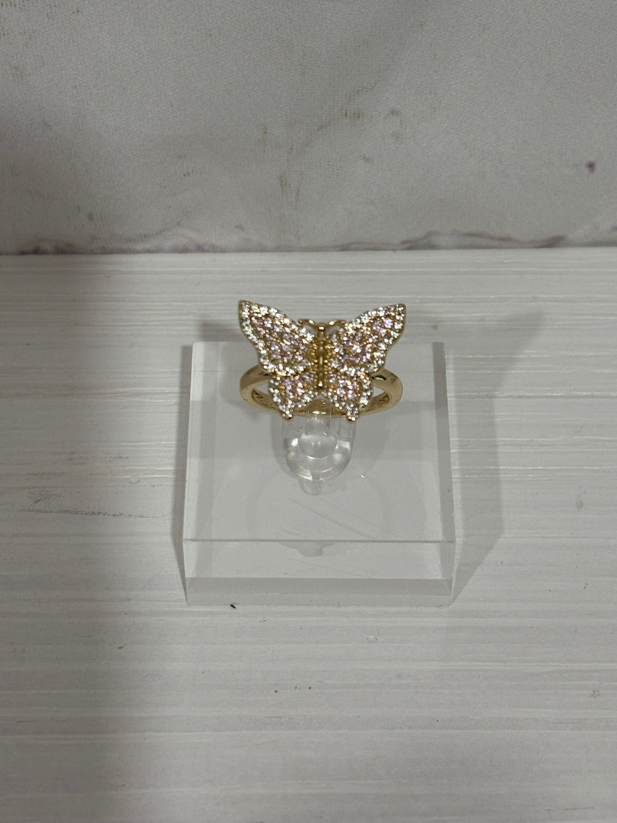Blush Crystal Butterfly Ring