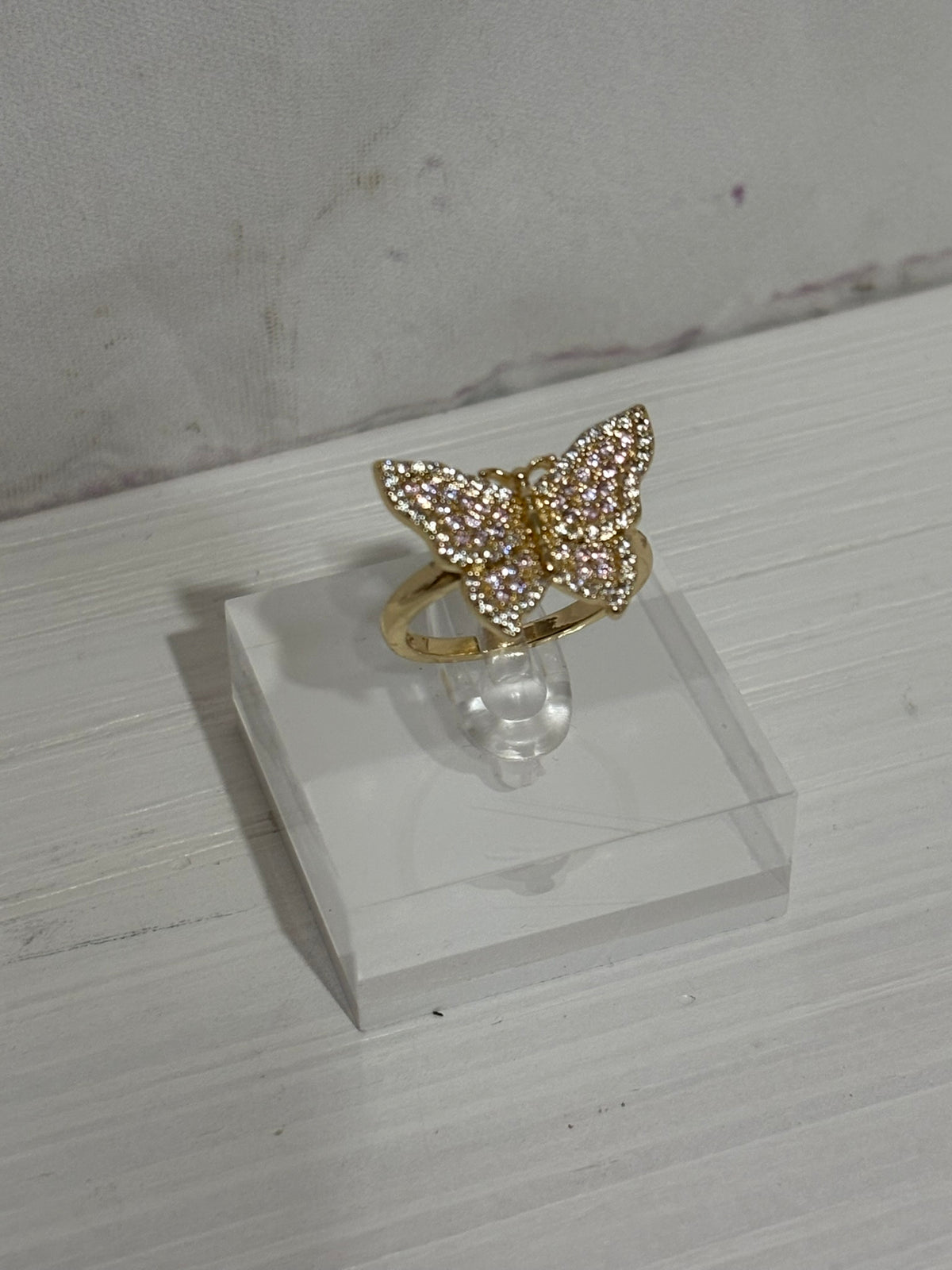 Blush Crystal Butterfly Ring