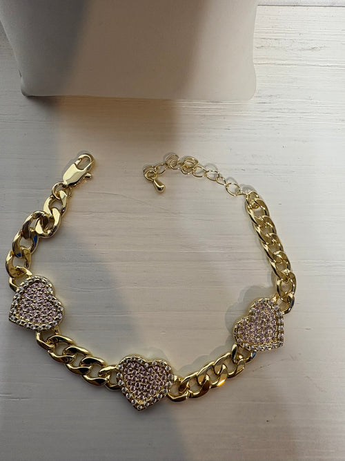 3 Heart Bracelet (pink)