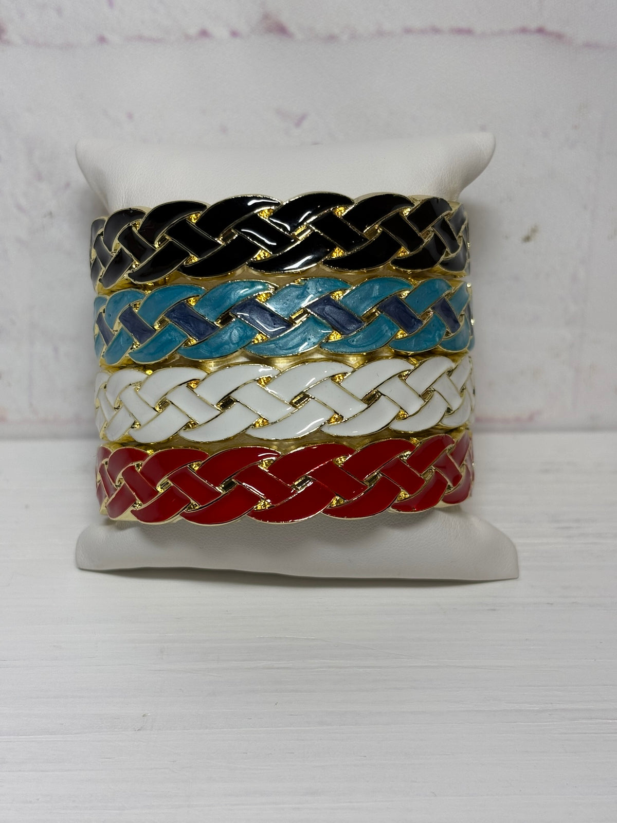 Braided Enamel Bangle Bracelet