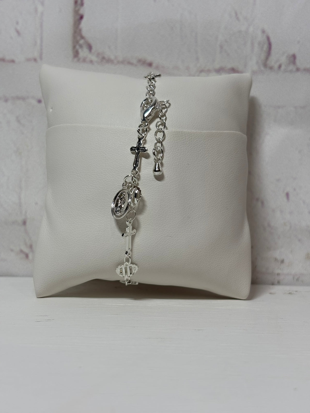 Silver Heart Cross Bracelet