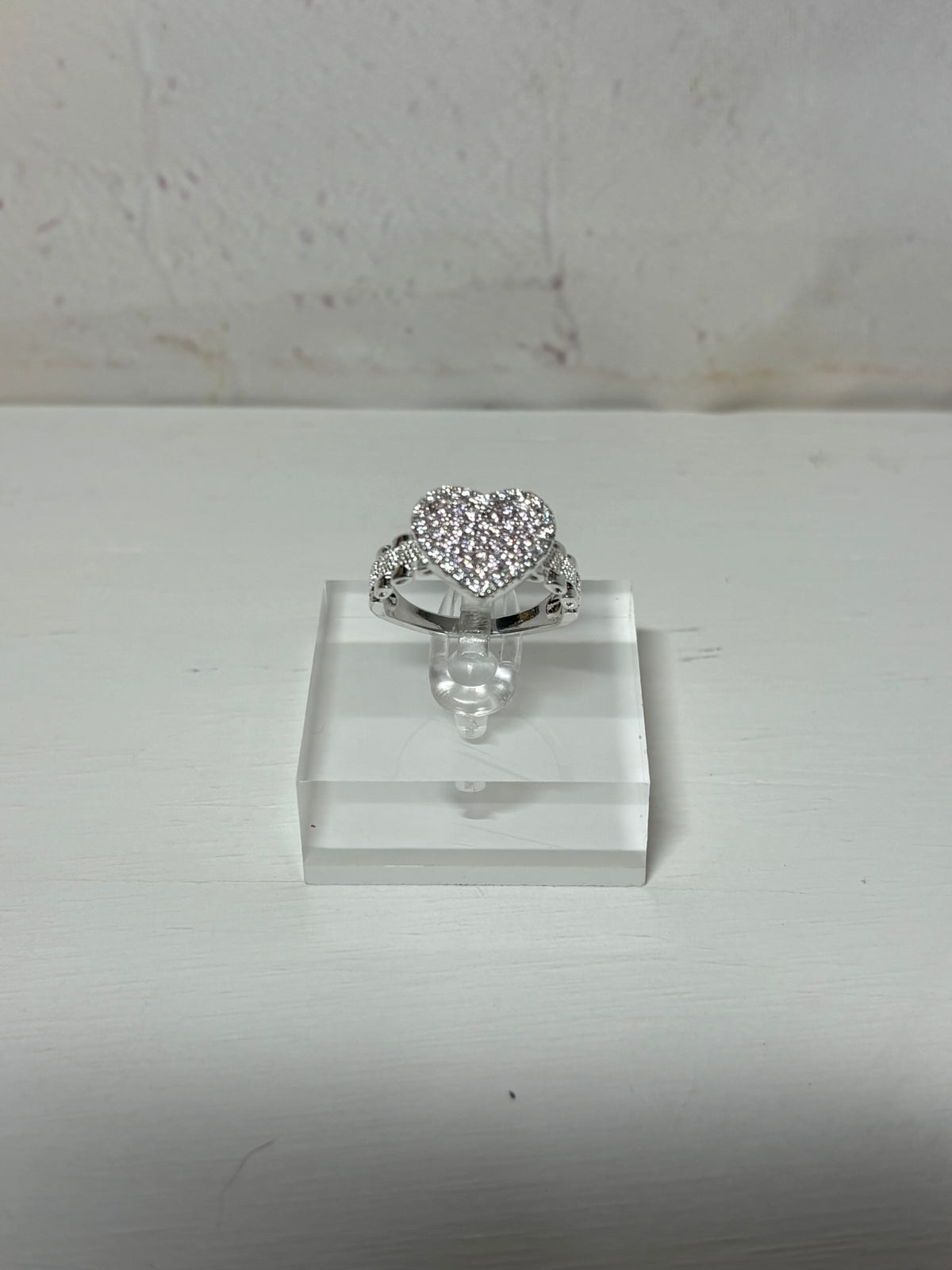 Silver Pink Heart Rolly ring
