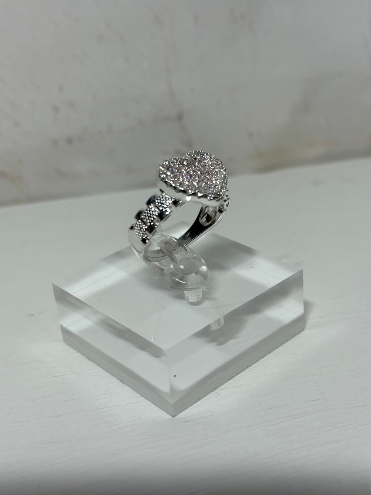 Silver Pink Heart Rolly ring