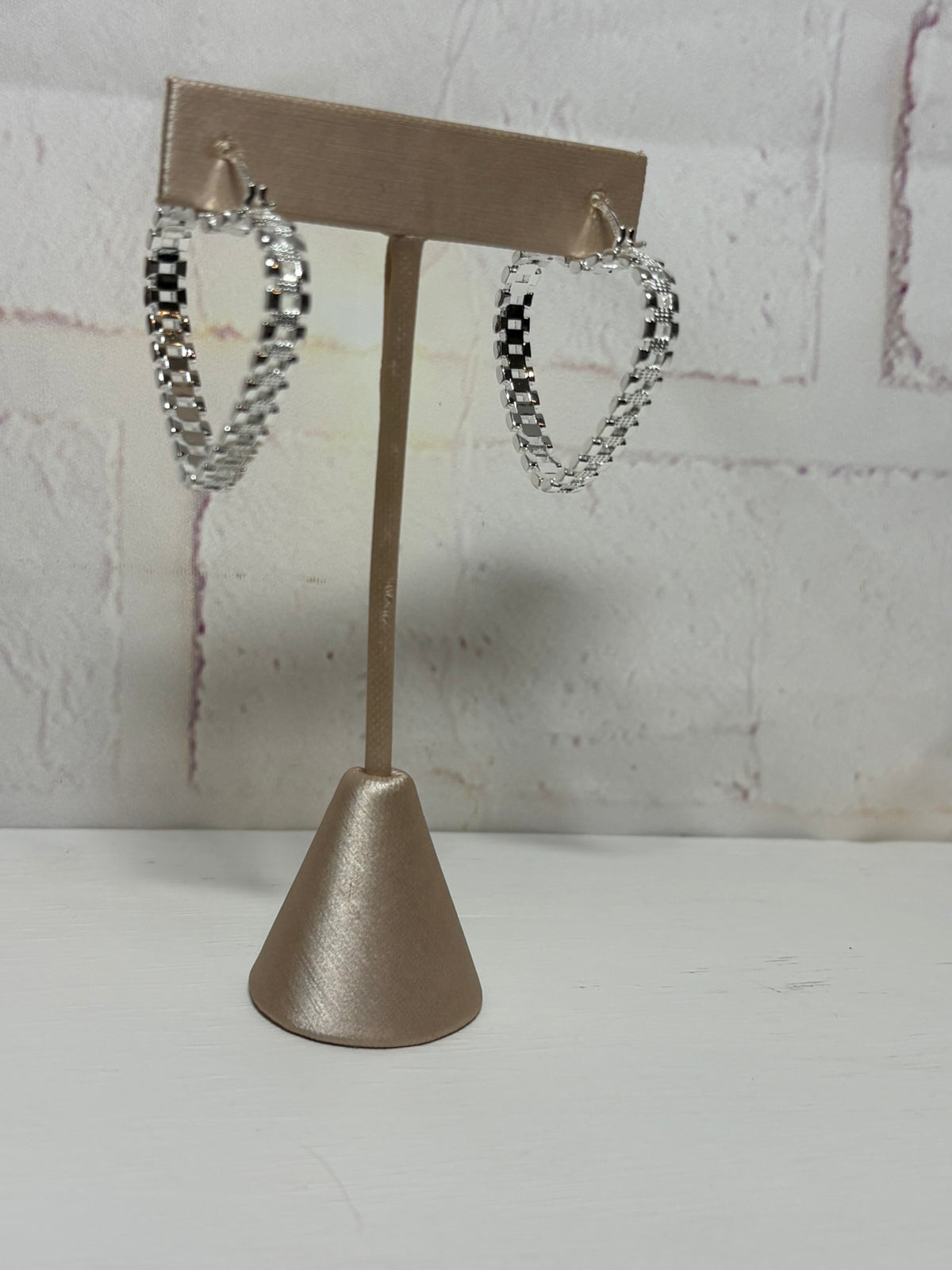 Silver Rolly Heart Hoops