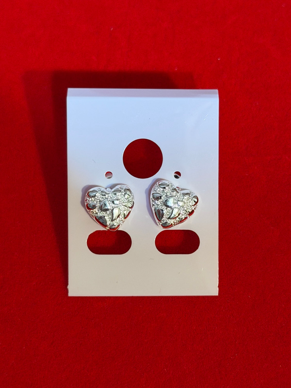 Silver Nugget Heart Earrings