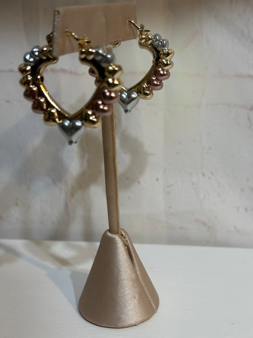 Triple Tone Heart Hoops