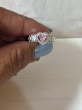 Silver Pink Heart Ring