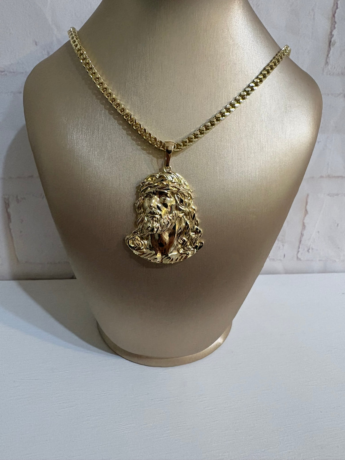 Gold Jesus Portrait Necklace