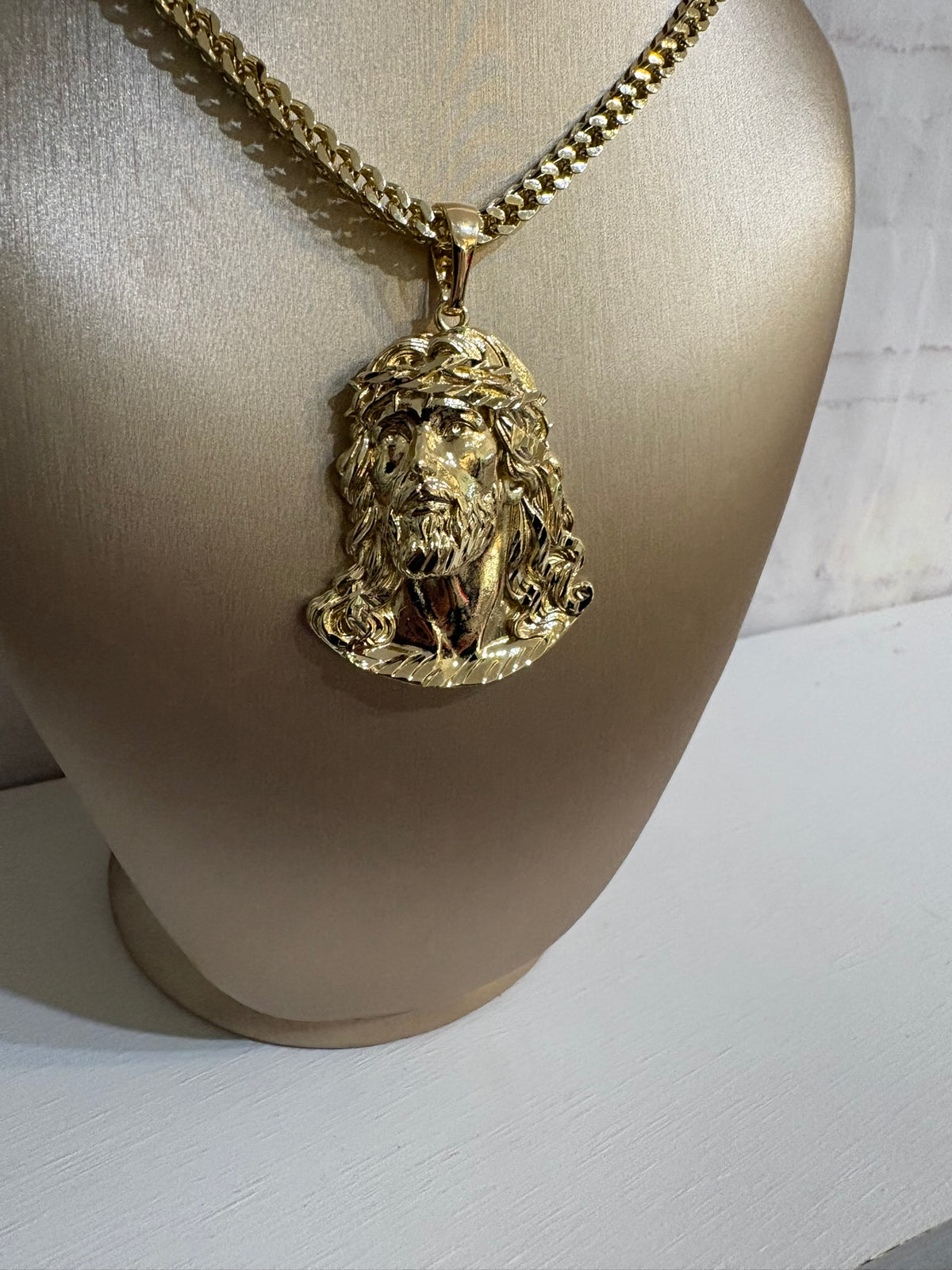 Gold Jesus Portrait Necklace