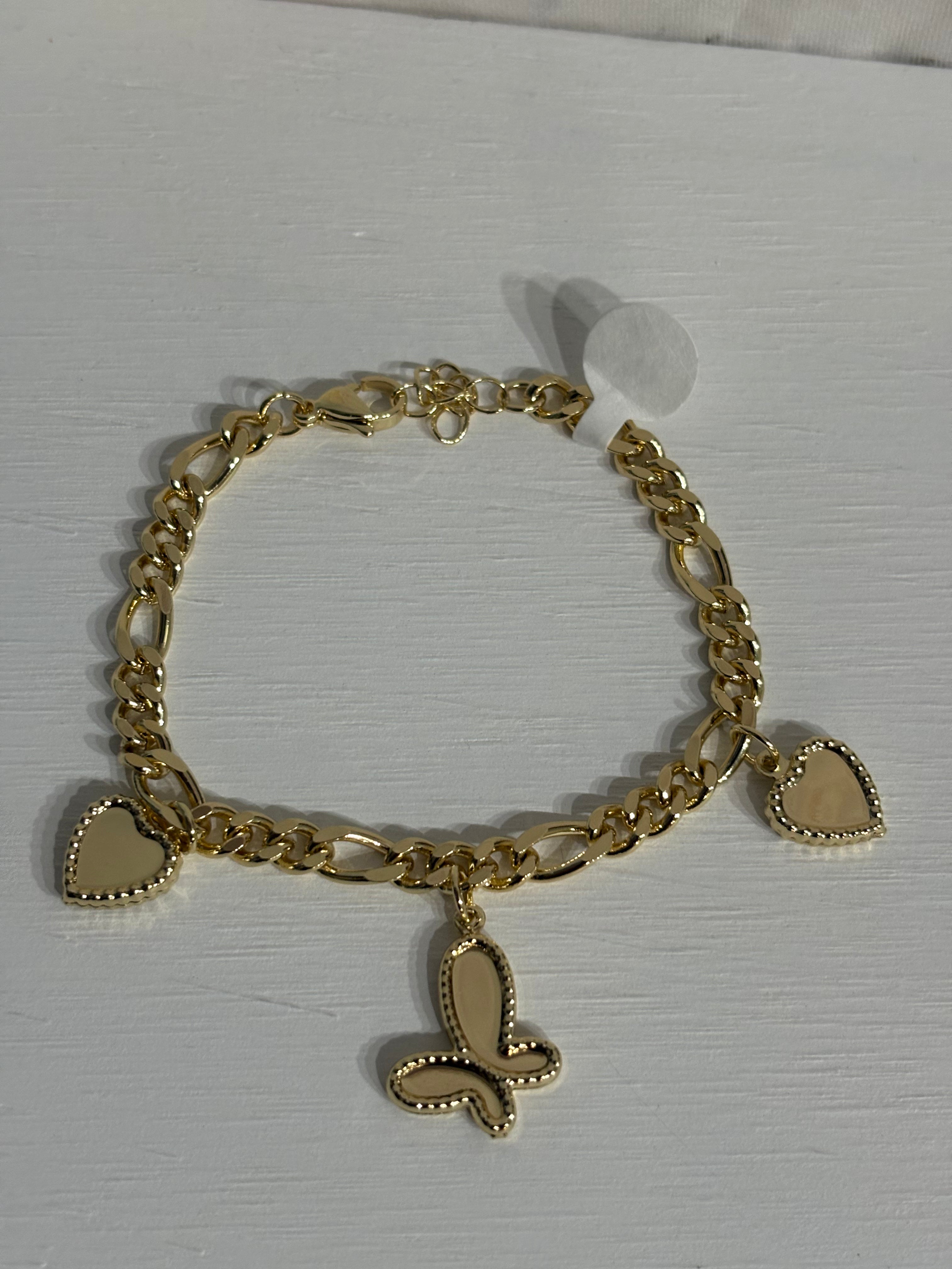 Heart and Butterfly Charm Chain Bracelet