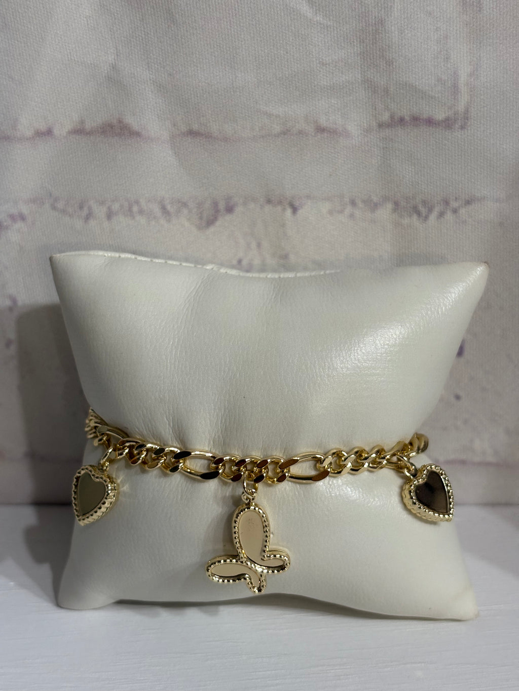 Heart and Butterfly Charm Chain Bracelet